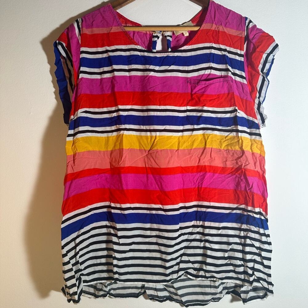Colorful Striped Short Sleeve Top